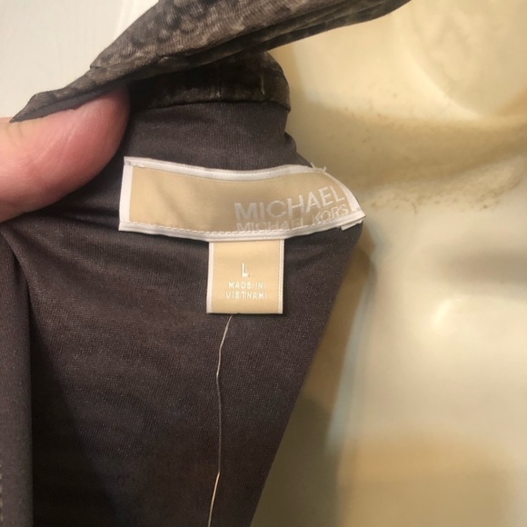 Micheal Kors size large sleeveless racerback animal print shirred midi dress - Picture 6 of 7